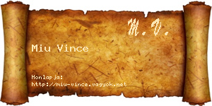 Miu Vince névjegykártya